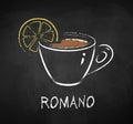 Chalk drawn illustration of Romano coffee