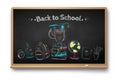 Chalk drawn set of education objects