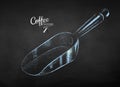 Chalk drawn sketch of metal coffee scoop