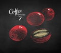 Chalk drawn sketches set of coffee berries Royalty Free Stock Photo