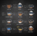 Chalk drawn sketches set of coffee recipe Royalty Free Stock Photo