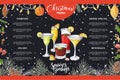 Chalk drawning Christmas menu design. Winter design template for cafe, restaurant. Food, beverages and holiday elements Royalty Free Stock Photo