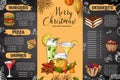 Chalk drawning Christmas menu design. Winter design template for cafe, restaurant. Food, beverages and holiday elements Royalty Free Stock Photo