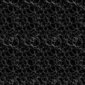 Chalk effect seamless pattern. hand drawn vector illustration of white simple chaotic circles on a black background for printing o