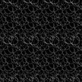 Chalk effect seamless pattern. hand drawn vector illustration of white simple chaotic circles on a black background for printing o Royalty Free Stock Photo