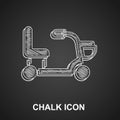 Chalk Electric wheelchair for disabled people icon isolated on black background. Mobility scooter icon. Vector Royalty Free Stock Photo