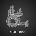 Chalk Electric wheelchair for disabled people icon isolated on black background. Mobility scooter icon. Vector Royalty Free Stock Photo