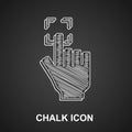 Chalk Fingerprint icon isolated on black background. ID app icon. Identification sign. Touch id. Vector Royalty Free Stock Photo