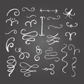 Chalk flourished design elements set.