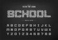 Chalk font and Cartoon alphabet vector, Hand draw square typeface letter and number design Royalty Free Stock Photo