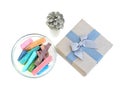 Chalk and gift box Royalty Free Stock Photo