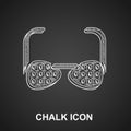 Chalk Glasses for the blind and visually impaired icon isolated on black background. Vector