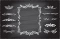 Chalk graphic line plant frame and dividers set on a chalkboard