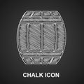 Chalk Gun powder barrel icon isolated on black background. TNT dynamite wooden old barrel. Vector
