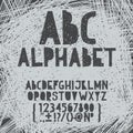 Chalk hand draw doodle abc, alphabet grunge