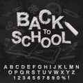 Chalk hand drawing alphabet, vector illustration. Chalked back to school. Royalty Free Stock Photo