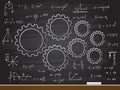 Chalk hand drawing with gear and equation. Vector illustration Royalty Free Stock Photo