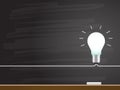 Chalk hand drawing with light bulb. Vector illustration Royalty Free Stock Photo