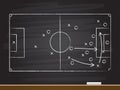 Chalkboard hand drawing with soccer game strategy. Royalty Free Stock Photo