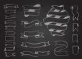 Chalk hand drawn banners and ribbons collection Royalty Free Stock Photo