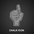 Chalk Hands in praying position icon isolated on black background. Praying hand islam muslim religion spirituality Royalty Free Stock Photo