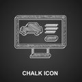 Chalk Hardware diagnostics condition of car icon isolated on black background. Car service and repair parts. Vector