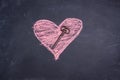 Chalk heart drawing and key