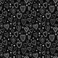 Chalk hearts sketch seamless texture. Vector Royalty Free Stock Photo