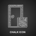 Chalk Home delivery services icon isolated on black background. Vector