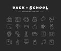 Chalk icons back to school collection. Education and science. Vector black linear icon illustration set. Group of white sign Royalty Free Stock Photo