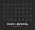 Chalk icons back to school collection. Education and science. Vector black linear icon illustration set. Group of white symbol Royalty Free Stock Photo