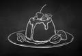 Chalk illustration of Panna Cotta Royalty Free Stock Photo