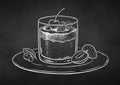 Chalk illustration of Panna Cotta Royalty Free Stock Photo