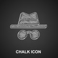 Chalk Incognito mode icon isolated on black background. Vector Royalty Free Stock Photo