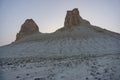 Chalk and limestone remains in the Kazakh steppe in the evening