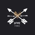 Chalk love boho arrows logo Royalty Free Stock Photo