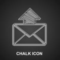 Chalk Mail and e-mail icon isolated on black background. Envelope symbol e-mail. Email message sign. Vector