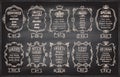 Chalk menu set with antique frames on a blackboard - pancakes, coffee menu, toasts, etc Royalty Free Stock Photo