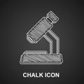 Chalk Microscope icon isolated on black background. Chemistry, pharmaceutical instrument, microbiology magnifying tool Royalty Free Stock Photo