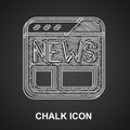 Chalk News icon isolated on black background. Newspaper sign. Mass media symbol. Vector