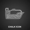 Chalk Oil tanker ship icon isolated on black background. Vector