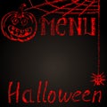 Chalk painted halloween menu blank with pumpkin Royalty Free Stock Photo