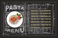 Chalk pasta menu board mock up, copy space for text