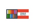 Chalk pastel box set, art equipment vector illustration