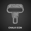 Chalk Portable home and travel garment steamer for clothes icon isolated on black background. Vector