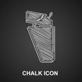 Chalk Revolver gun in holster icon isolated on black background. Vector Royalty Free Stock Photo