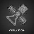 Chalk Satellite icon isolated on black background. Vector Royalty Free Stock Photo