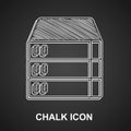 Chalk Server, Data, Web Hosting icon isolated on black background. Vector Royalty Free Stock Photo