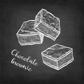 Chalk sketch of chocolate brownie.