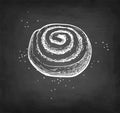 Chalk sketch of cinnamon roll Royalty Free Stock Photo